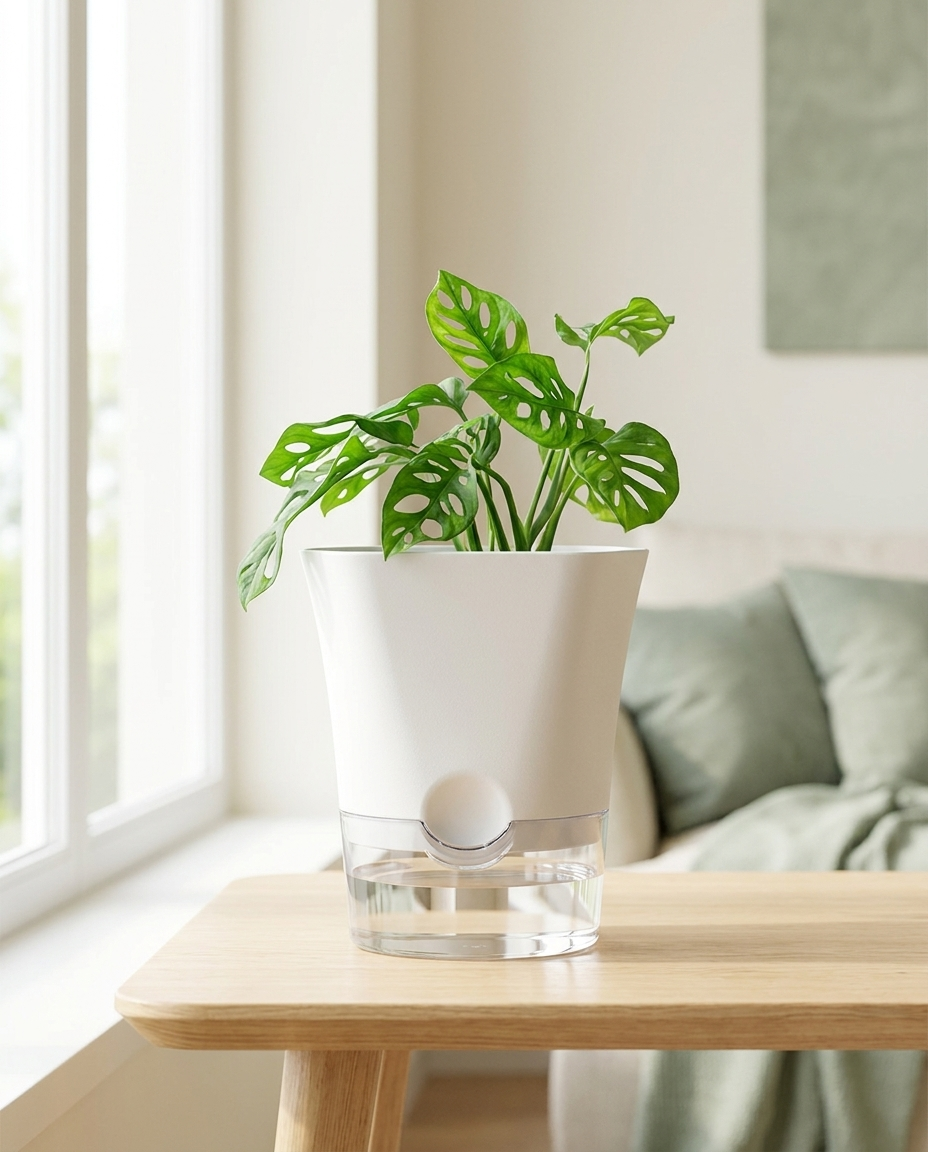 VasoClear™ — Vaso Autoirrigável Transparente para Plantas