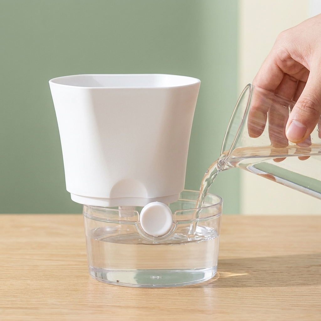 VasoClear™ — Vaso Autoirrigável Transparente para Plantas
